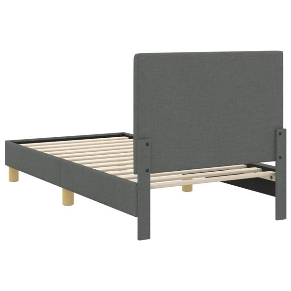 Grote foto vidaxl bedframe voor kinderen met hoofdbord donkergrijs 80 x 160 cm antiek en kunst stoelen en banken