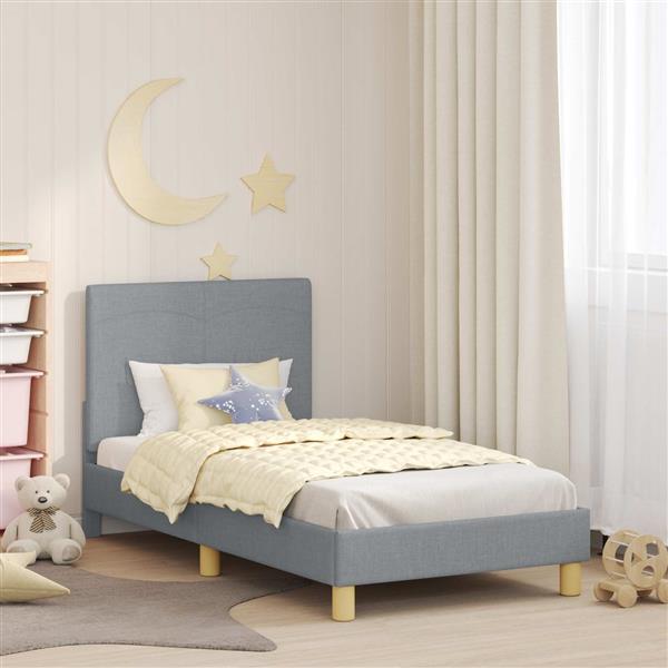 Grote foto vidaxl bedframe voor kinderen met hoofdbord lichtgrijs 80 x 160 cm antiek en kunst stoelen en banken