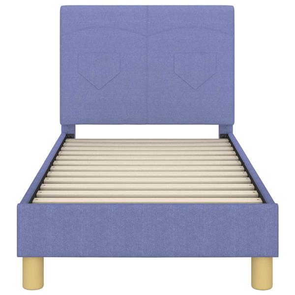 Grote foto vidaxl peuterbedframe met hoofdbord jeans blauw 70 x 140 cm stof antiek en kunst stoelen en banken