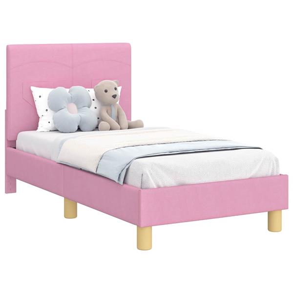 Grote foto vidaxl peuterbedframe met hoofdbord roze 70 x 140 cm stof antiek en kunst stoelen en banken