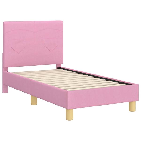 Grote foto vidaxl peuterbedframe met hoofdbord roze 70 x 140 cm stof antiek en kunst stoelen en banken
