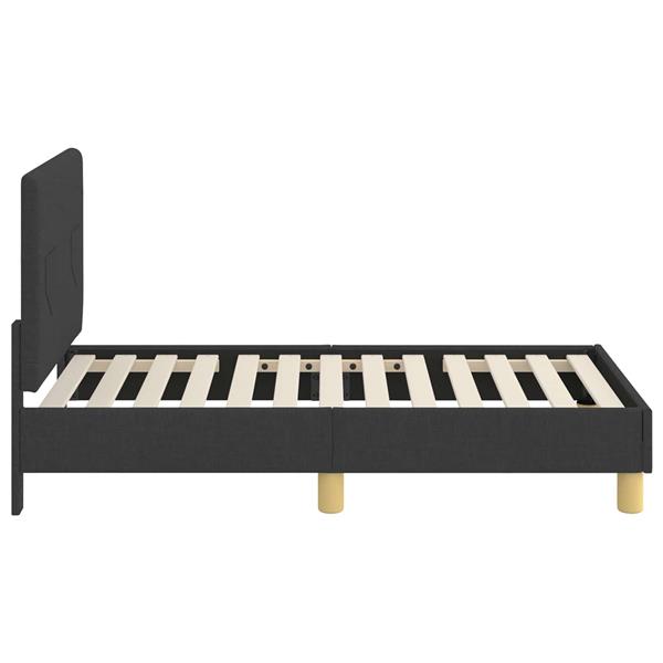 Grote foto vidaxl peuterbedframe met hoofdbord zwart 70 x 140 cm stof antiek en kunst stoelen en banken