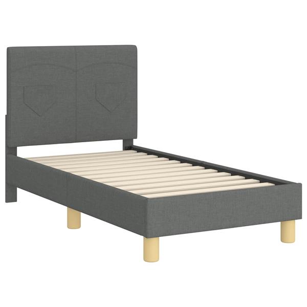 Grote foto vidaxl peuterbedframe met hoofdbord donkergrijs 70 x 140 cm stof antiek en kunst stoelen en banken
