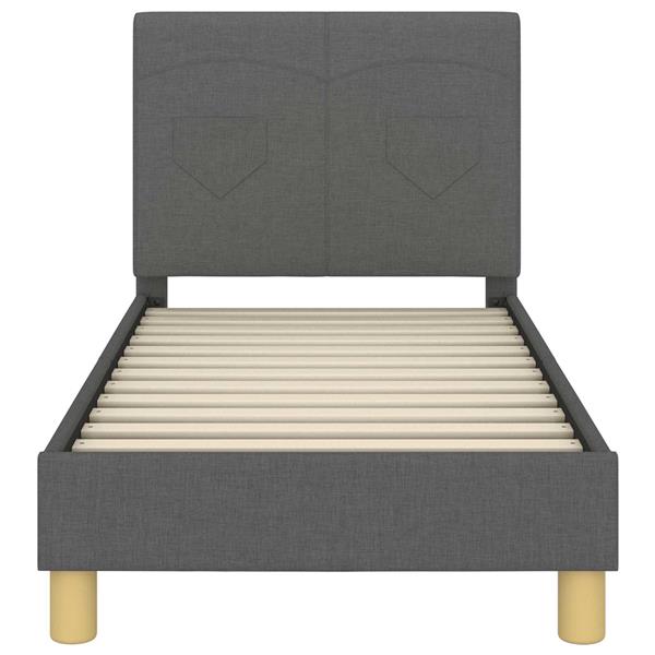 Grote foto vidaxl peuterbedframe met hoofdbord donkergrijs 70 x 140 cm stof antiek en kunst stoelen en banken