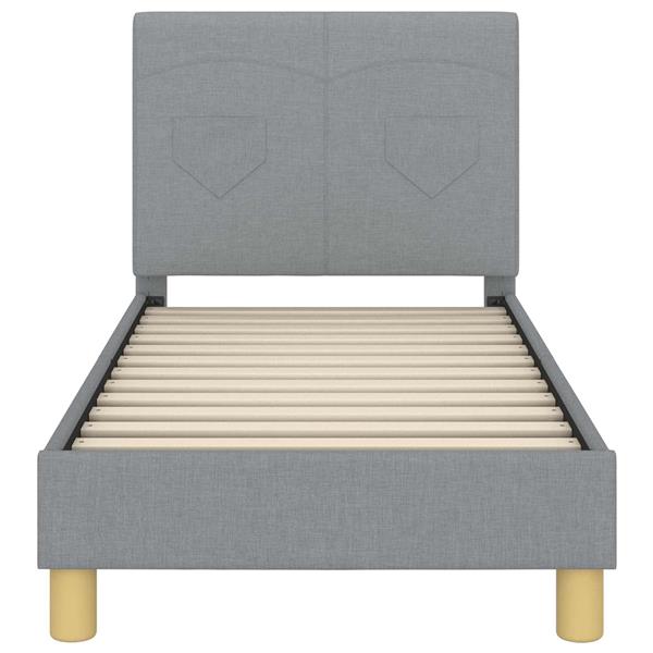 Grote foto vidaxl peuterbedframe met hoofdbord lichtgrijs 70 x 140 cm stof antiek en kunst stoelen en banken