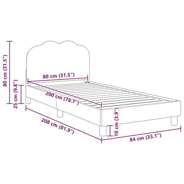 Grote foto vidaxl bedframe voor kinderen met hoofdbord cr me 80 x 200 cm antiek en kunst stoelen en banken