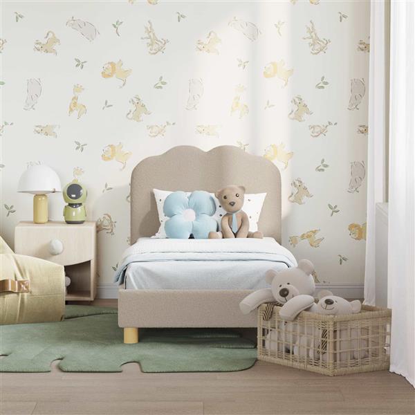 Grote foto vidaxl peuterbedframe met hoofdbord lichtgrijs 70 x 140 cm schapenstof antiek en kunst stoelen en banken