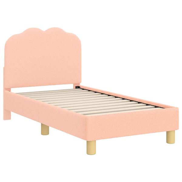 Grote foto vidaxl peuterbedframe met hoofdbord roze 70 x 140 cm schapenstof antiek en kunst stoelen en banken