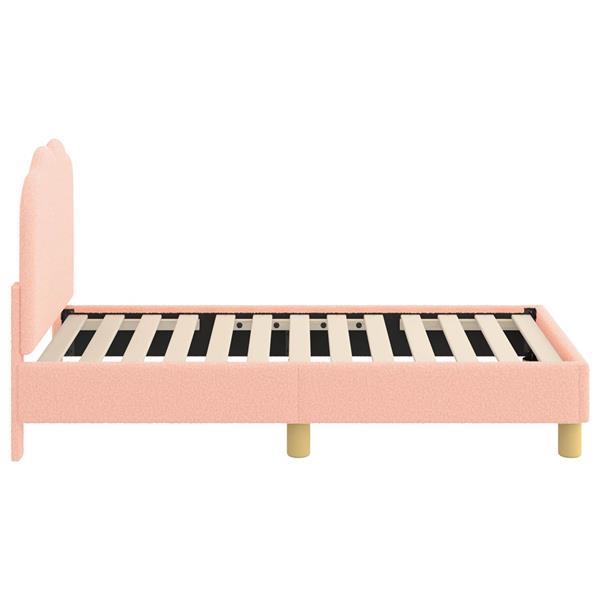 Grote foto vidaxl peuterbedframe met hoofdbord roze 70 x 140 cm schapenstof antiek en kunst stoelen en banken