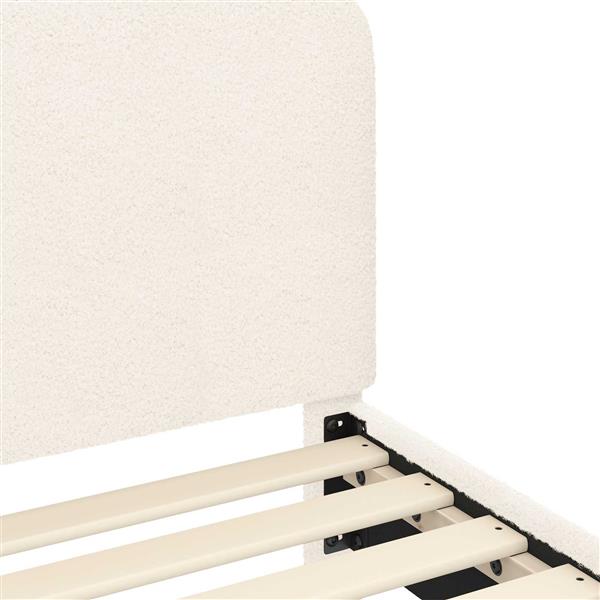 Grote foto vidaxl peuterbedframe met hoofdbord cr me 70 x 140 cm schapenstof antiek en kunst stoelen en banken