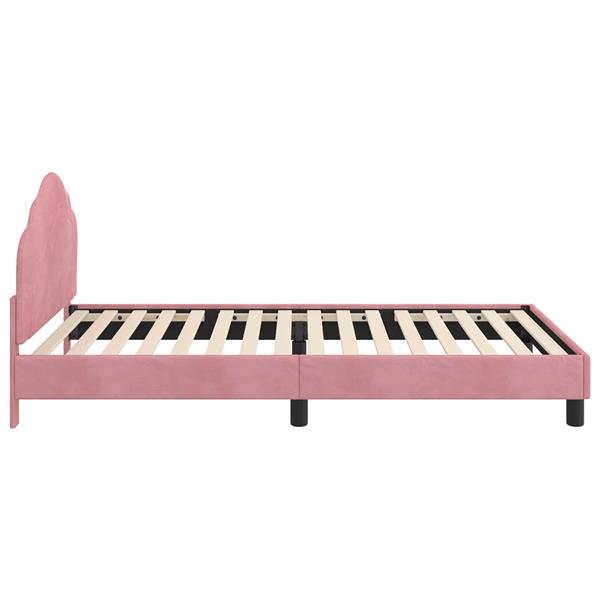 Grote foto vidaxl bedframe voor kinderen met hoofdbord roze 90 x 200 cm fluweel antiek en kunst stoelen en banken