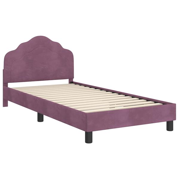 Grote foto vidaxl bedframe voor kinderen met hoofdbord paars 90 x 190 cm fluweel antiek en kunst stoelen en banken