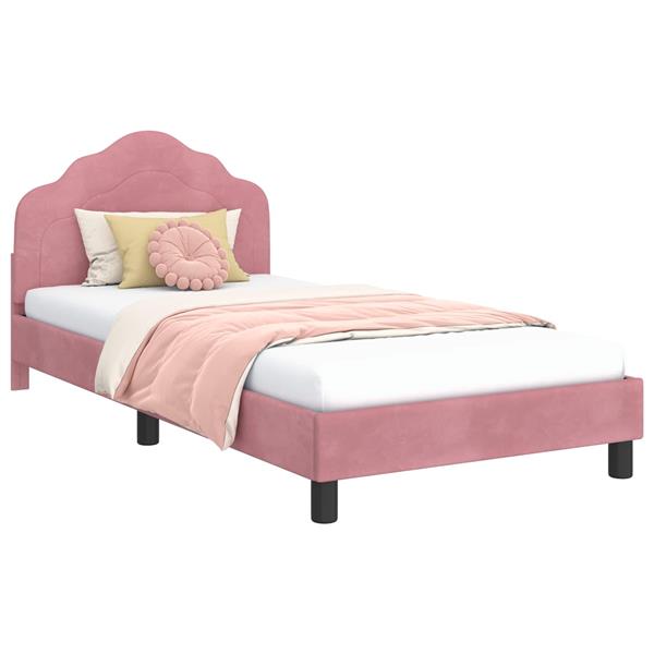 Grote foto vidaxl bedframe voor kinderen met hoofdbord roze 80 x 200 cm fluweel antiek en kunst stoelen en banken