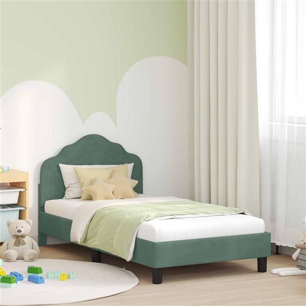 Grote foto vidaxl bedframe voor kinderen met hoofdbord zeegroen 80 x 160 cm antiek en kunst stoelen en banken