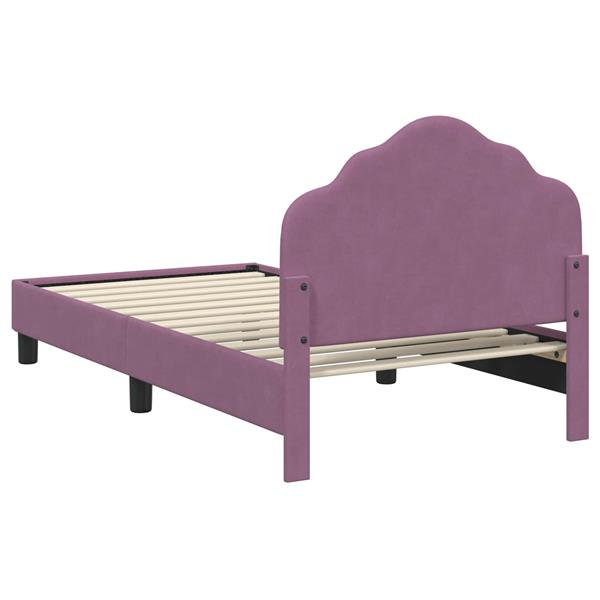 Grote foto vidaxl bedframe voor kinderen met hoofdbord paars 80 x 160 cm fluweel antiek en kunst stoelen en banken