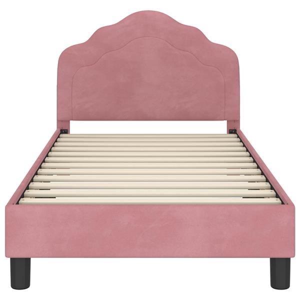 Grote foto vidaxl bedframe voor kinderen met hoofdbord roze 80 x 160 cm fluweel antiek en kunst stoelen en banken