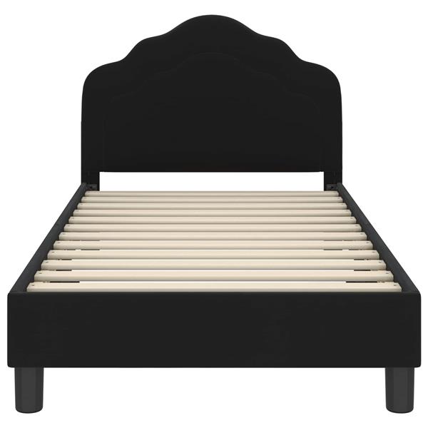 Grote foto vidaxl bedframe voor kinderen met hoofdbord zwart 80 x 160 cm fluweel antiek en kunst stoelen en banken