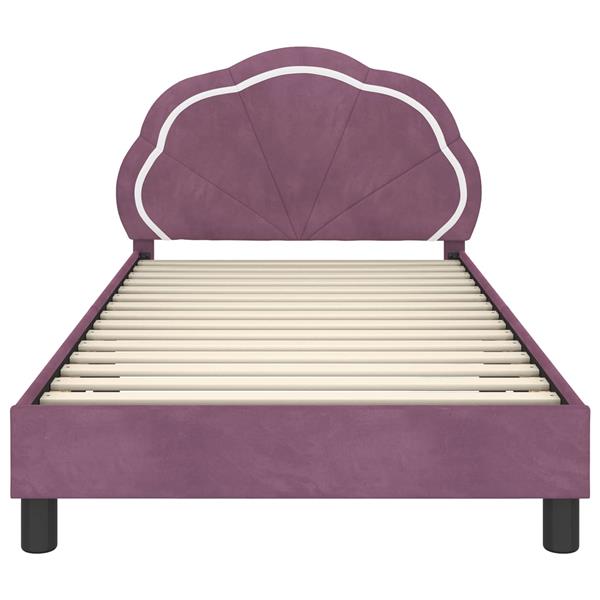 Grote foto vidaxl bedframe voor kinderen met hoofdbord paars 90 x 200 cm fluweel antiek en kunst stoelen en banken