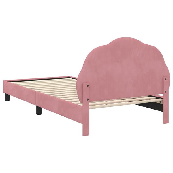 Grote foto vidaxl bedframe voor kinderen met hoofdbord roze 90 x 200 cm fluweel antiek en kunst stoelen en banken