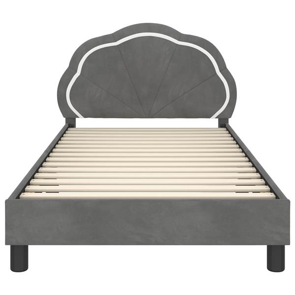 Grote foto vidaxl bedframe voor kinderen met hoofdbord donkergrijs 90 x 200 cm antiek en kunst stoelen en banken