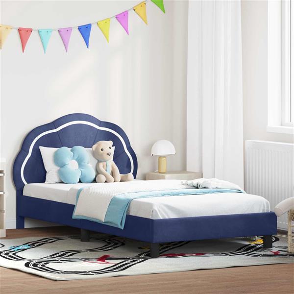 Grote foto vidaxl bedframe voor kinderen met hoofdbord politieblauw 90 x 190 cm antiek en kunst stoelen en banken