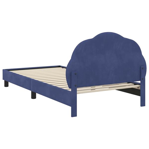 Grote foto vidaxl bedframe voor kinderen met hoofdbord politieblauw 90 x 190 cm antiek en kunst stoelen en banken