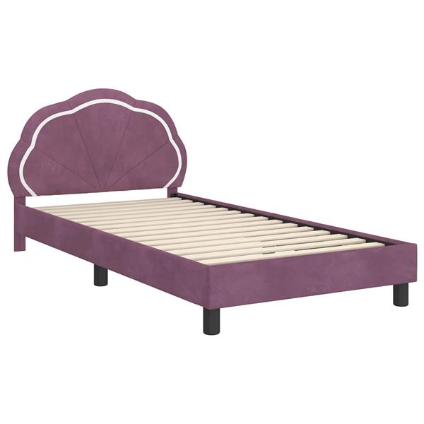 Grote foto vidaxl bedframe voor kinderen met hoofdbord paars 80 x 200 cm fluweel antiek en kunst stoelen en banken