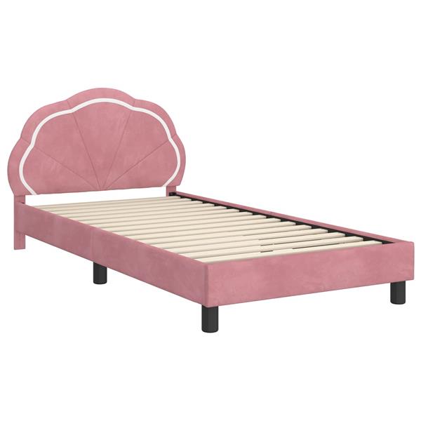 Grote foto vidaxl bedframe voor kinderen met hoofdbord roze 80 x 200 cm fluweel antiek en kunst stoelen en banken