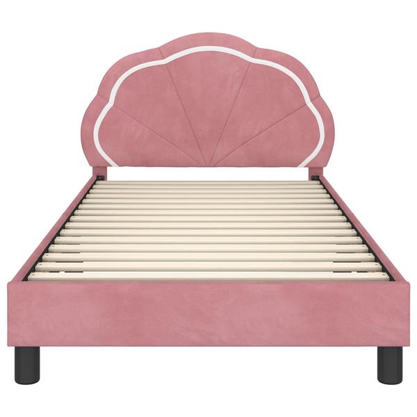 Grote foto vidaxl bedframe voor kinderen met hoofdbord roze 80 x 200 cm fluweel antiek en kunst stoelen en banken