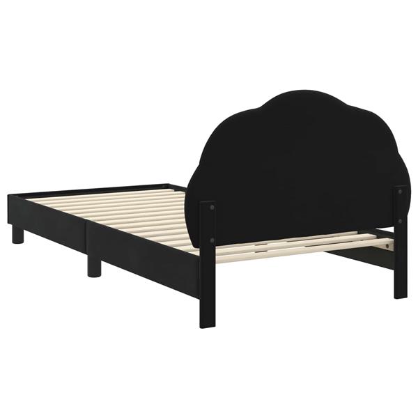 Grote foto vidaxl bedframe voor kinderen met hoofdbord zwart 80 x 200 cm fluweel antiek en kunst stoelen en banken