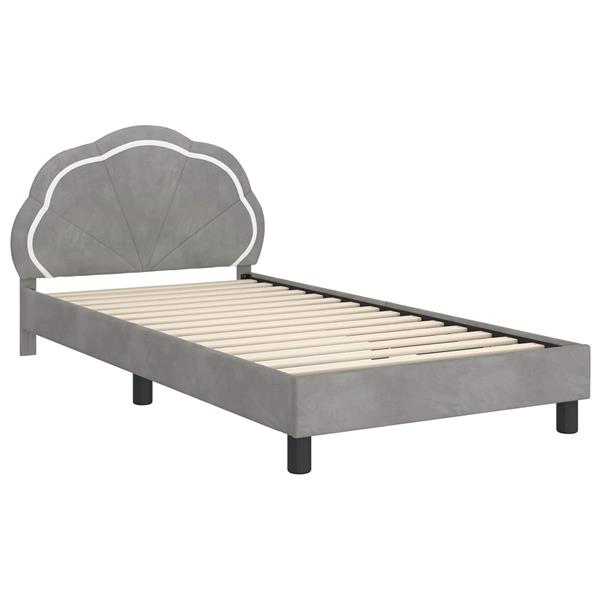 Grote foto vidaxl bedframe voor kinderen met hoofdbord lichtgrijs 80 x 200 cm antiek en kunst stoelen en banken
