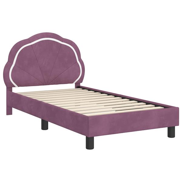Grote foto vidaxl bedframe voor kinderen met hoofdbord paars 80 x 160 cm fluweel antiek en kunst stoelen en banken