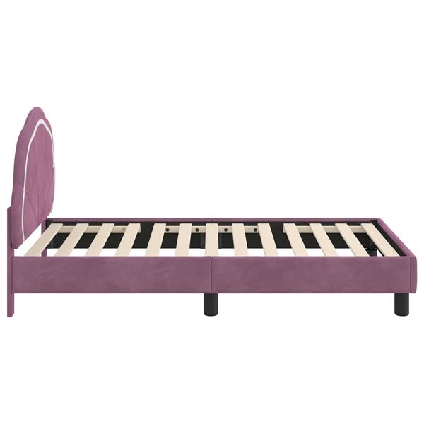 Grote foto vidaxl bedframe voor kinderen met hoofdbord paars 80 x 160 cm fluweel antiek en kunst stoelen en banken
