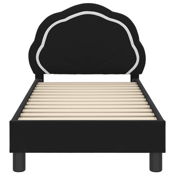 Grote foto vidaxl peuterbedframe met hoofdbord zwart 70 x 140 cm fluweel antiek en kunst stoelen en banken