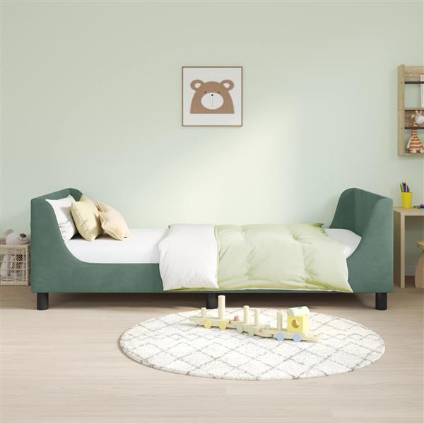Grote foto vidaxl bedframe voor kinderen met hoofdbord zeegroen 90 x 190 cm antiek en kunst stoelen en banken