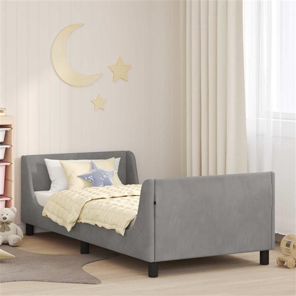 Grote foto vidaxl bedframe voor kinderen met hoofdbord lichtgrijs 90 x 190 cm antiek en kunst stoelen en banken