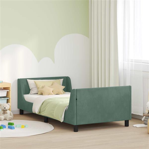 Grote foto vidaxl bedframe voor kinderen met hoofdbord zeegroen 80 x 200 cm antiek en kunst stoelen en banken