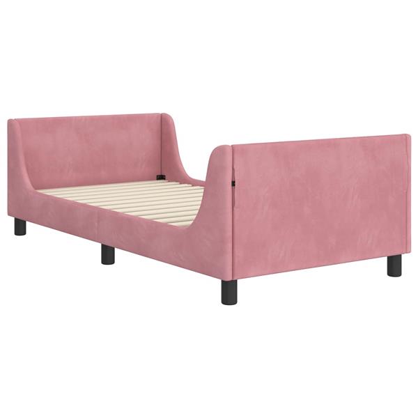 Grote foto vidaxl bedframe voor kinderen met hoofdbord roze 80 x 200 cm fluweel antiek en kunst stoelen en banken
