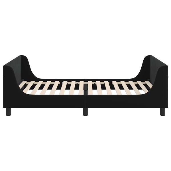 Grote foto vidaxl bedframe voor kinderen met hoofdbord zwart 80 x 200 cm fluweel antiek en kunst stoelen en banken