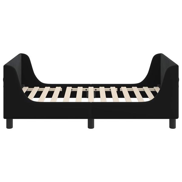 Grote foto vidaxl bedframe voor kinderen met hoofdbord zwart 80 x 160 cm fluweel antiek en kunst stoelen en banken
