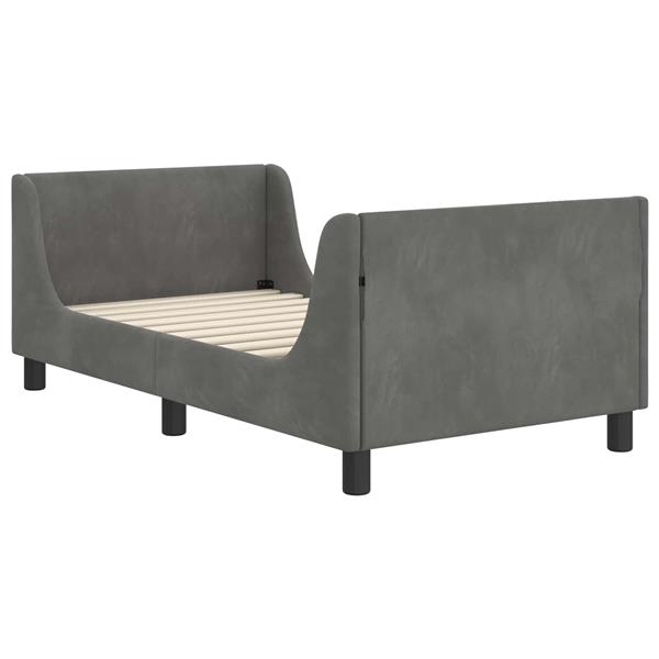 Grote foto vidaxl bedframe voor kinderen met hoofdbord donkergrijs 80 x 160 cm antiek en kunst stoelen en banken