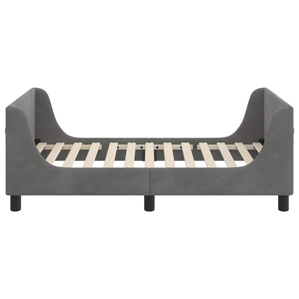 Grote foto vidaxl bedframe voor kinderen met hoofdbord donkergrijs 80 x 160 cm antiek en kunst stoelen en banken