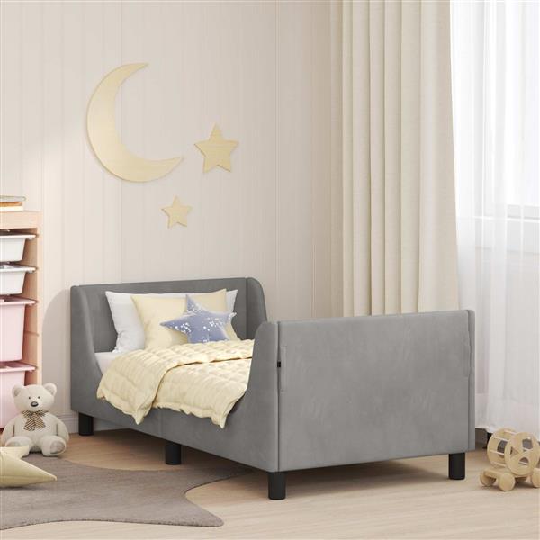 Grote foto vidaxl bedframe voor kinderen met hoofdbord lichtgrijs 80 x 160 cm antiek en kunst stoelen en banken