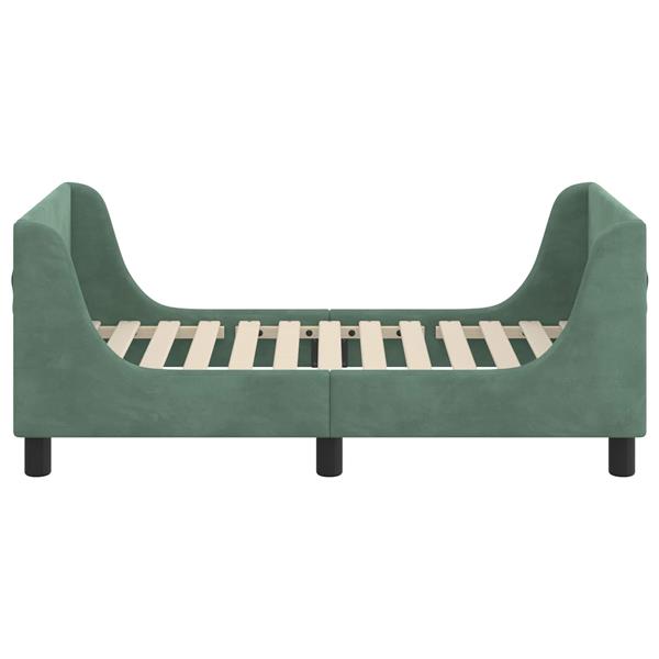 Grote foto vidaxl peuterbedframe met hoofdbord zeegroen 70 x 140 cm fluweel antiek en kunst stoelen en banken
