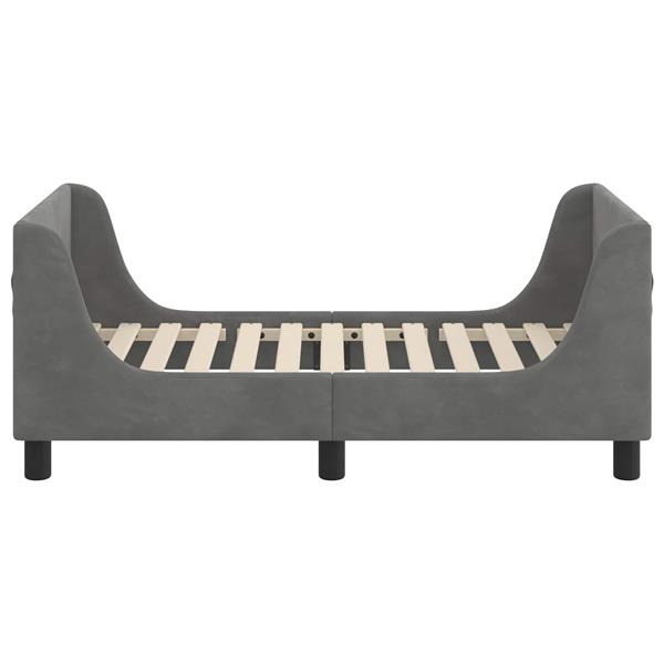 Grote foto vidaxl peuterbedframe met hoofdbord donkergrijs 70 x 140 cm fluweel antiek en kunst stoelen en banken