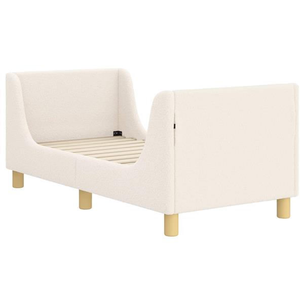 Grote foto vidaxl peuterbedframe met hoofdbord cr me 70 x 140 cm schapenstof antiek en kunst stoelen en banken
