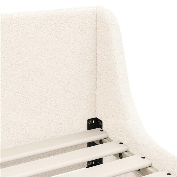 Grote foto vidaxl peuterbedframe met hoofdbord cr me 70 x 140 cm schapenstof antiek en kunst stoelen en banken