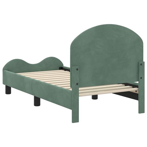 Grote foto vidaxl peuterbedframe met hoofdbord zeegroen 70 x 140 cm fluweel antiek en kunst stoelen en banken