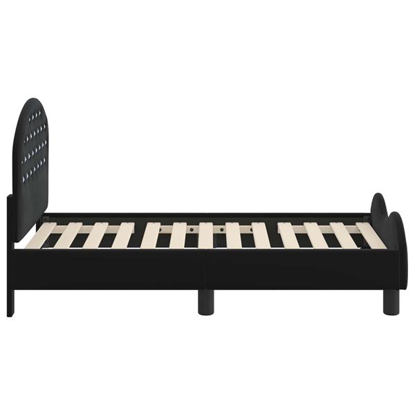 Grote foto vidaxl peuterbedframe met hoofdbord zwart 70 x 140 cm fluweel antiek en kunst stoelen en banken