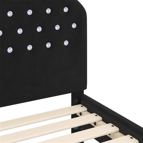 Grote foto vidaxl peuterbedframe met hoofdbord zwart 70 x 140 cm fluweel antiek en kunst stoelen en banken